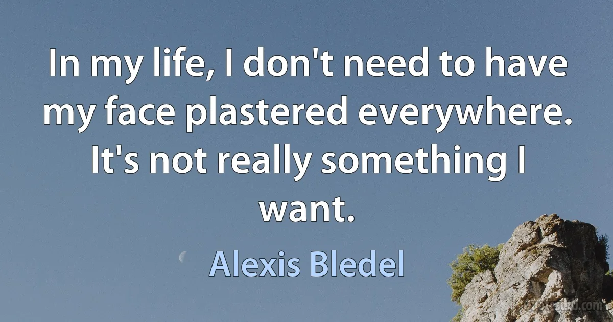 In my life, I don't need to have my face plastered everywhere. It's not really something I want. (Alexis Bledel)