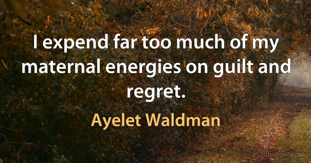 I expend far too much of my maternal energies on guilt and regret. (Ayelet Waldman)