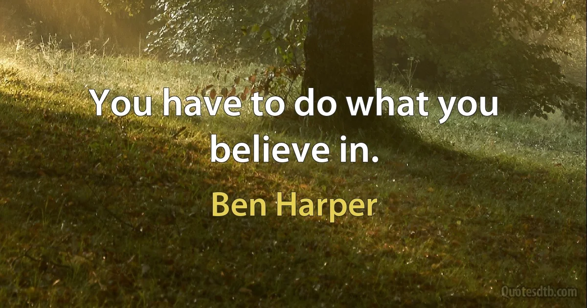 You have to do what you believe in. (Ben Harper)