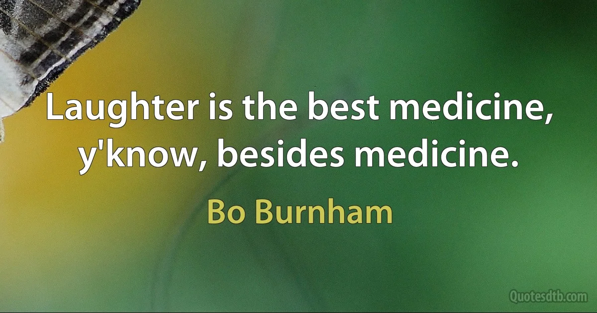 Laughter is the best medicine, y'know, besides medicine. (Bo Burnham)