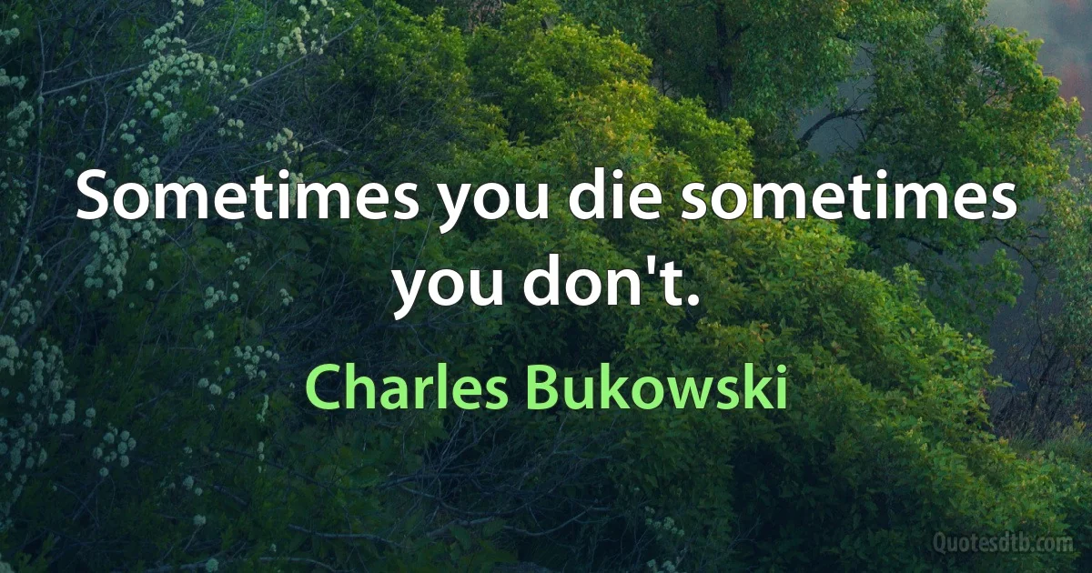 Sometimes you die sometimes you don't. (Charles Bukowski)