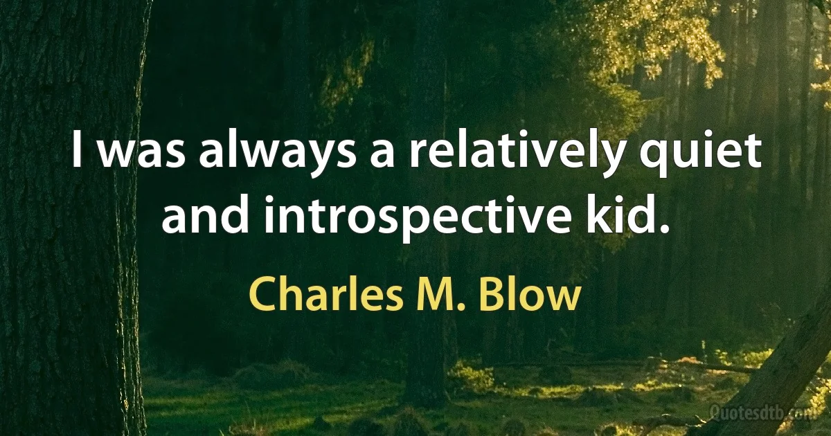 I was always a relatively quiet and introspective kid. (Charles M. Blow)