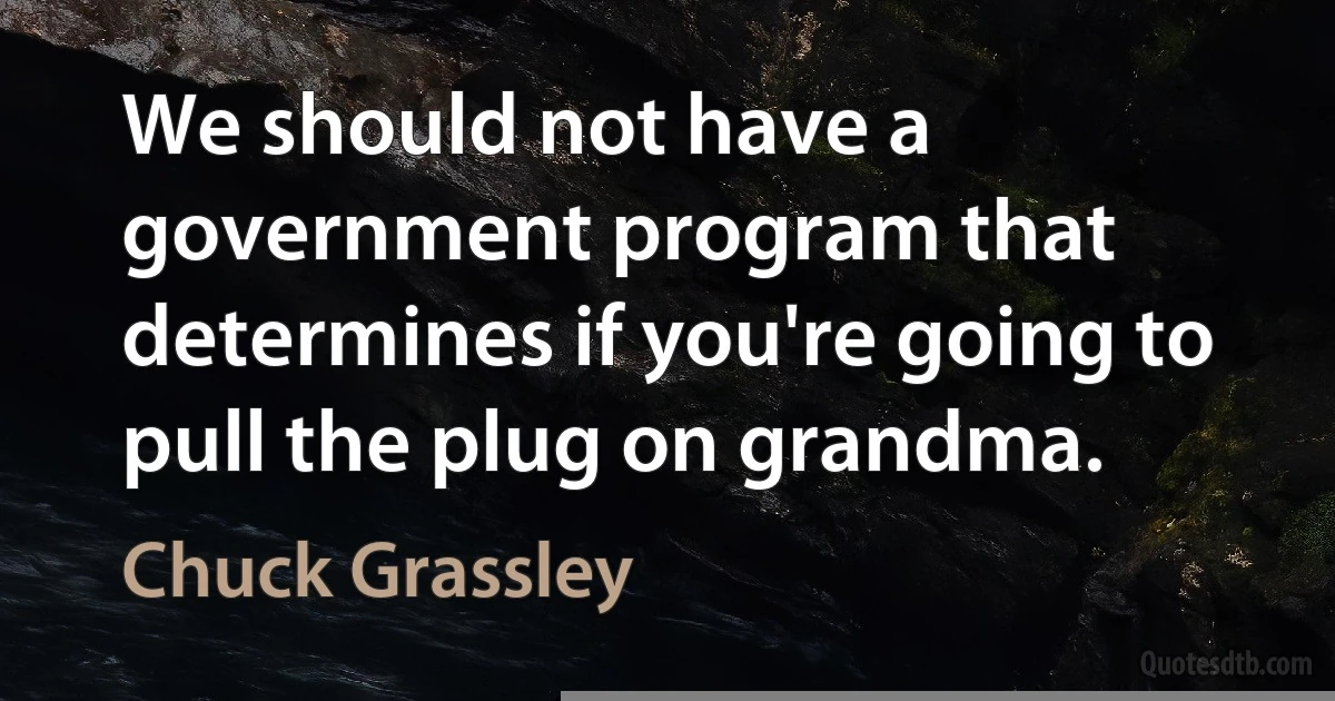 We should not have a government program that determines if you're going to pull the plug on grandma. (Chuck Grassley)