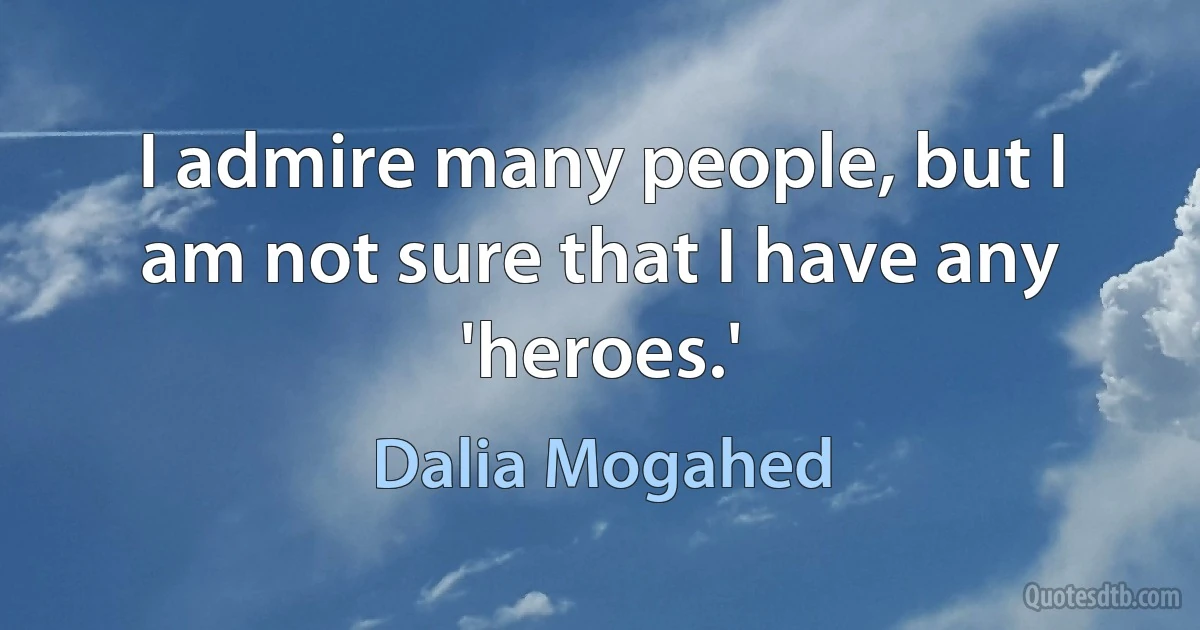 I admire many people, but I am not sure that I have any 'heroes.' (Dalia Mogahed)