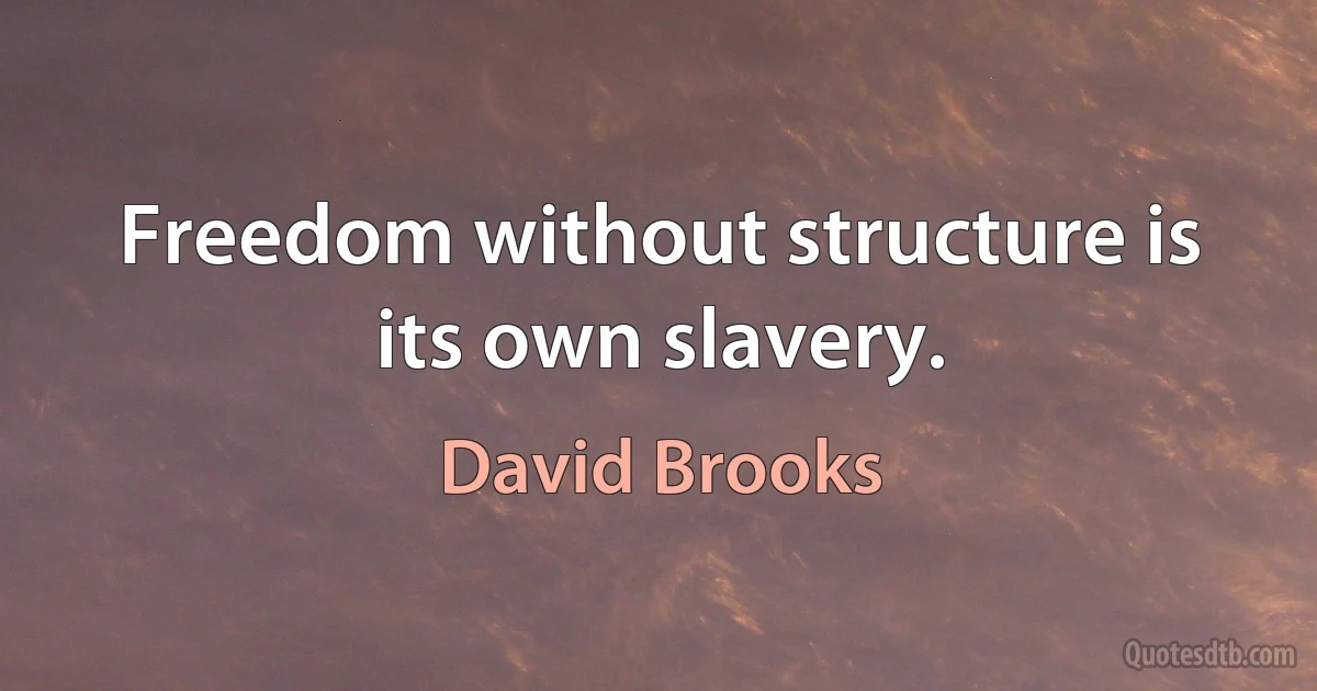 Freedom without structure is its own slavery. (David Brooks)