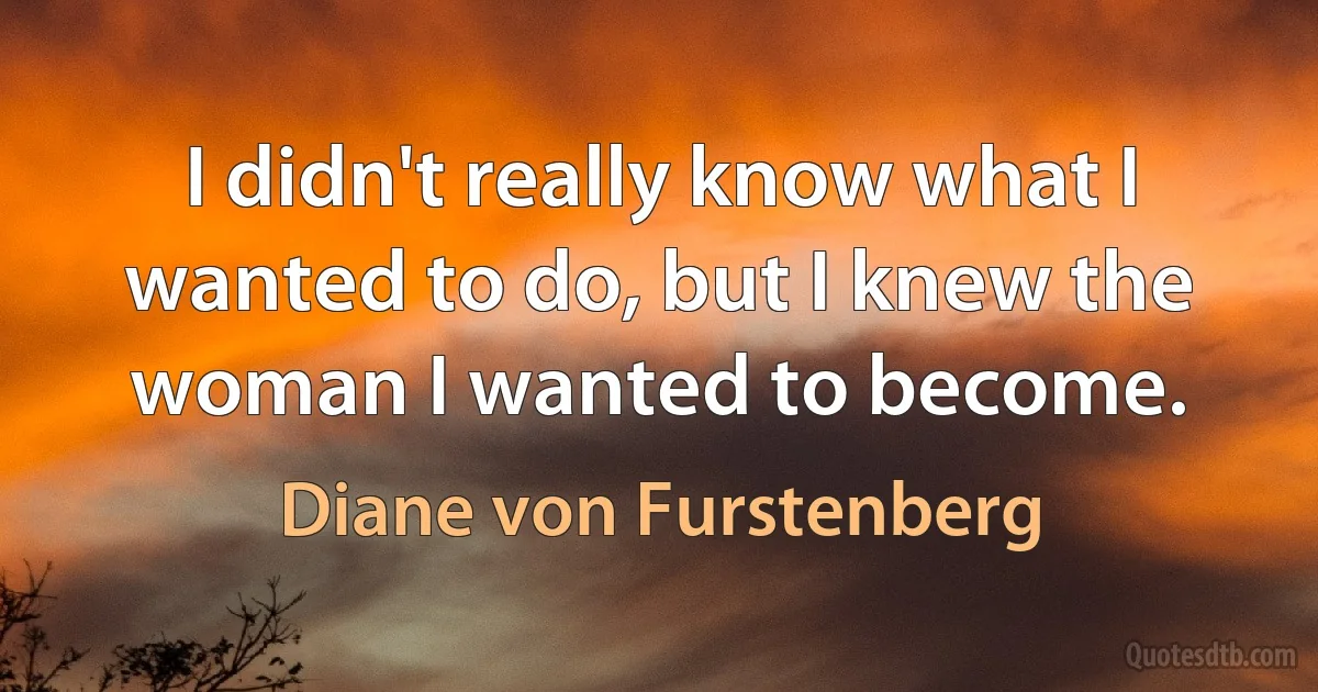 I didn't really know what I wanted to do, but I knew the woman I wanted to become. (Diane von Furstenberg)