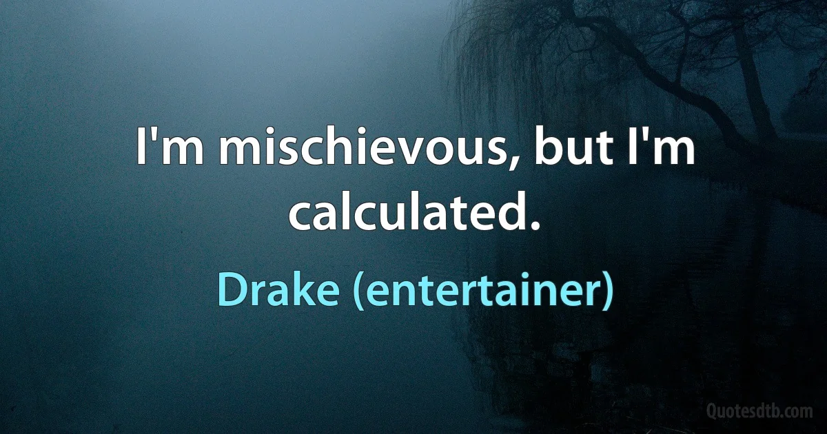 I'm mischievous, but I'm calculated. (Drake (entertainer))