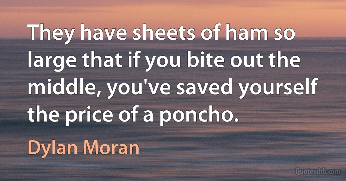 They have sheets of ham so large that if you bite out the middle, you've saved yourself the price of a poncho. (Dylan Moran)