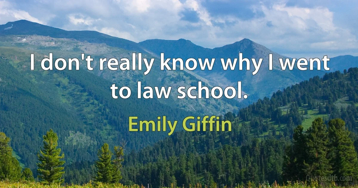 I don't really know why I went to law school. (Emily Giffin)