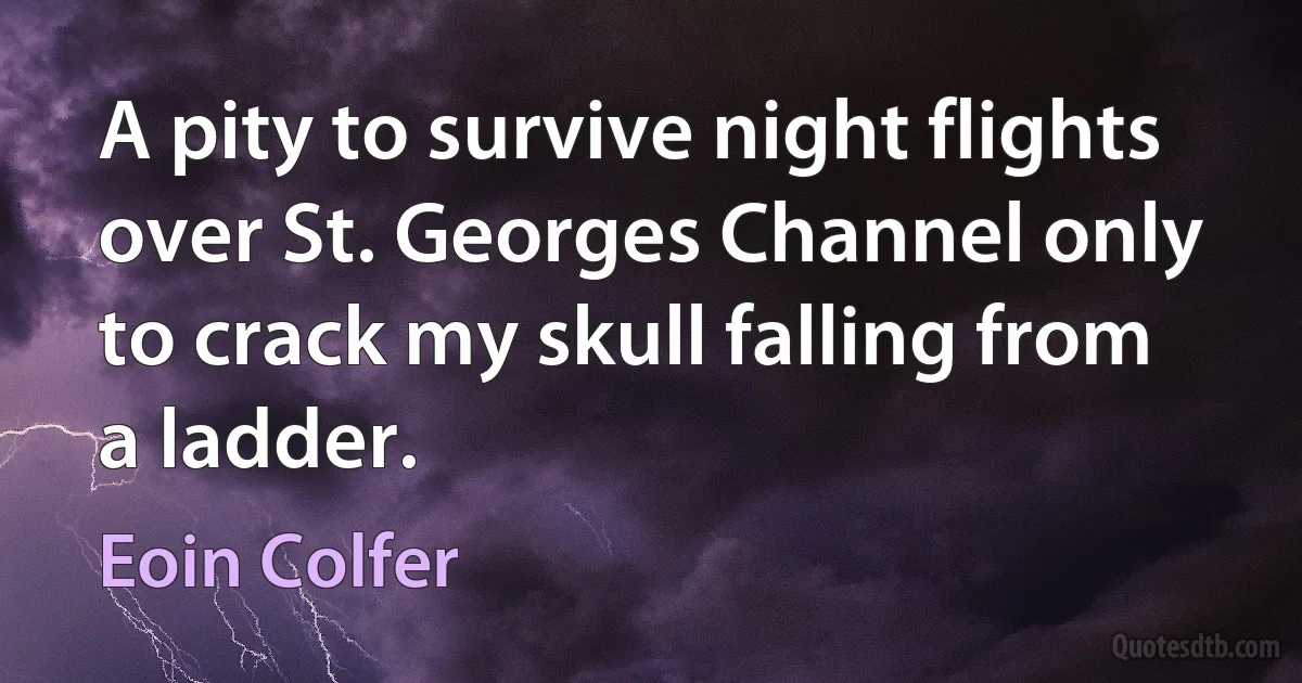 A pity to survive night flights over St. Georges Channel only to crack my skull falling from a ladder. (Eoin Colfer)