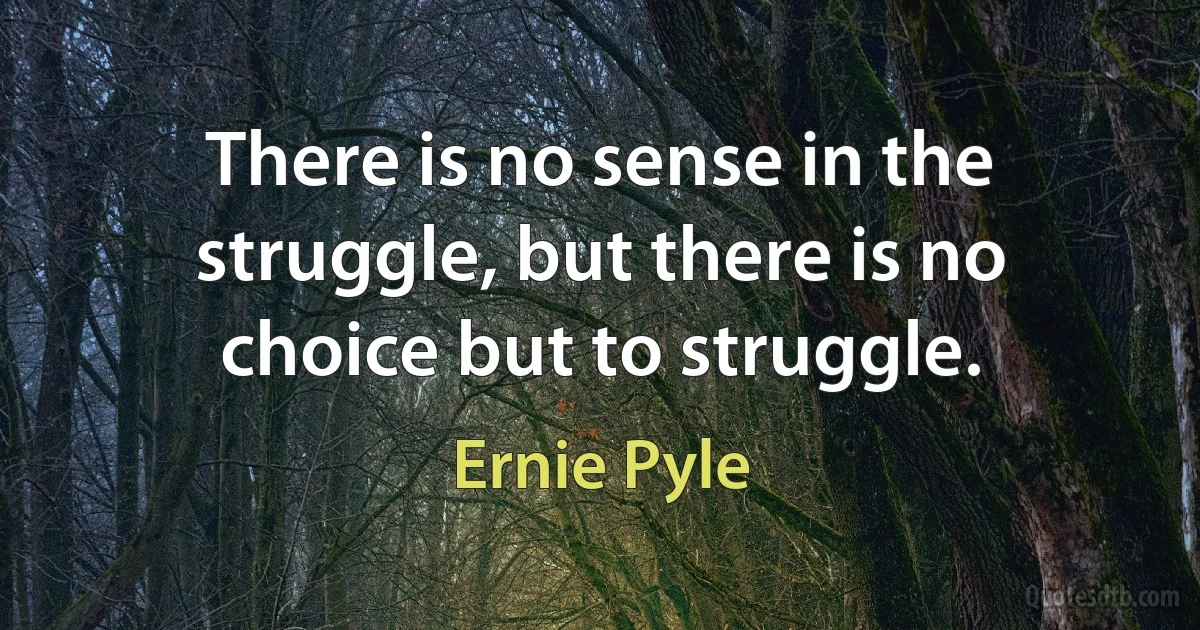 There is no sense in the struggle, but there is no choice but to struggle. (Ernie Pyle)