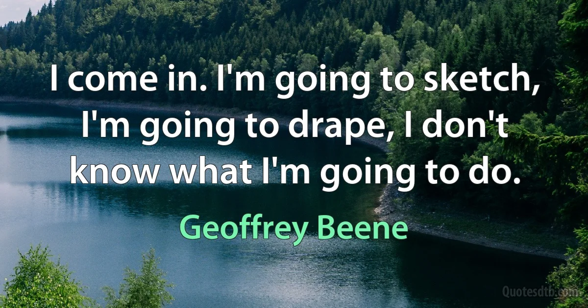 I come in. I'm going to sketch, I'm going to drape, I don't know what I'm going to do. (Geoffrey Beene)