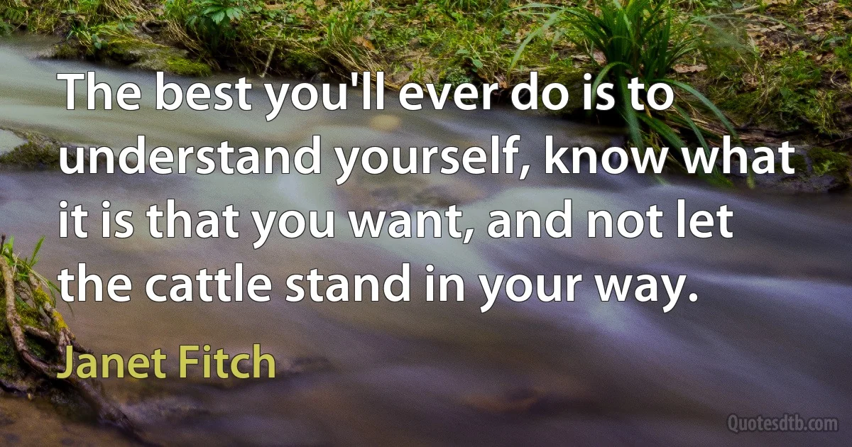 The best you'll ever do is to understand yourself, know what it is that you want, and not let the cattle stand in your way. (Janet Fitch)