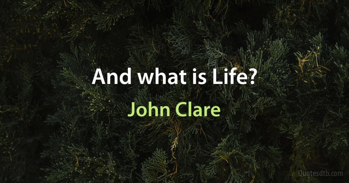 And what is Life? (John Clare)