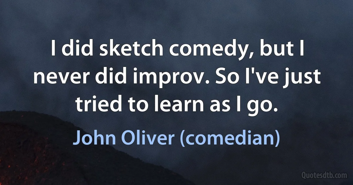 I did sketch comedy, but I never did improv. So I've just tried to learn as I go. (John Oliver (comedian))