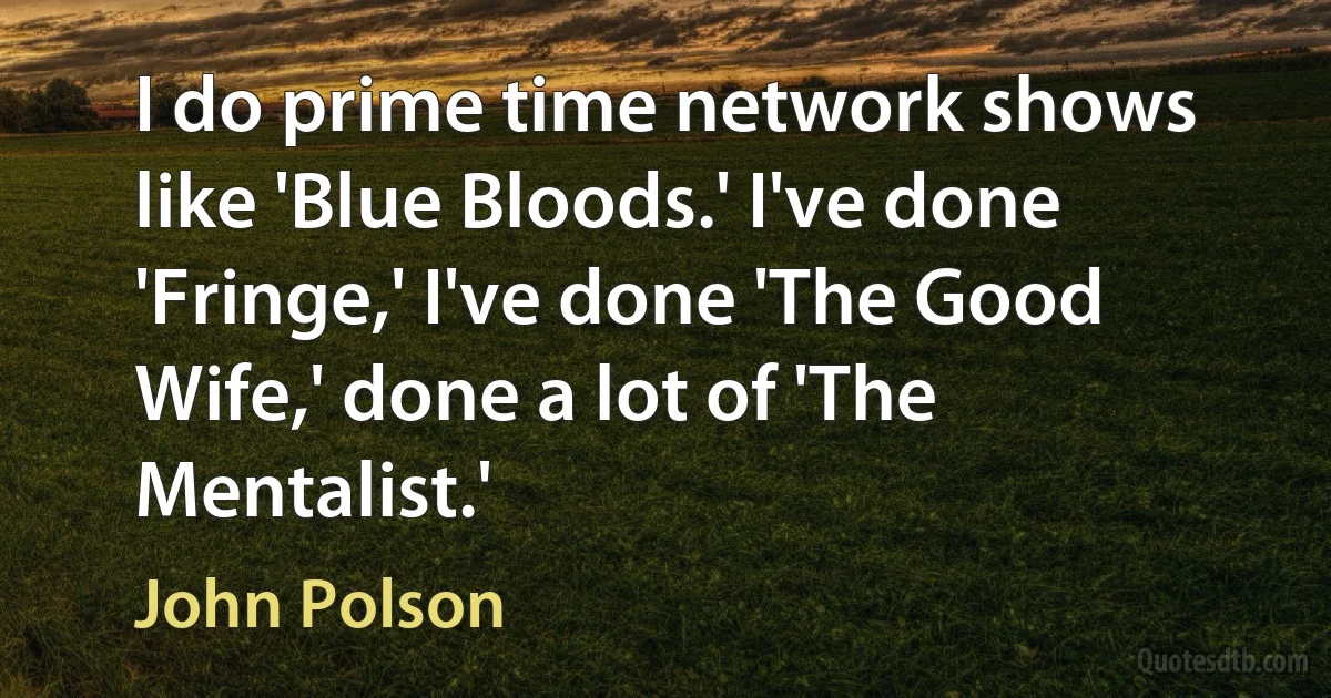 I do prime time network shows like 'Blue Bloods.' I've done 'Fringe,' I've done 'The Good Wife,' done a lot of 'The Mentalist.' (John Polson)