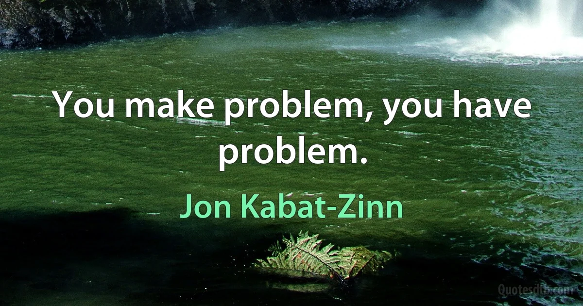 You make problem, you have problem. (Jon Kabat-Zinn)