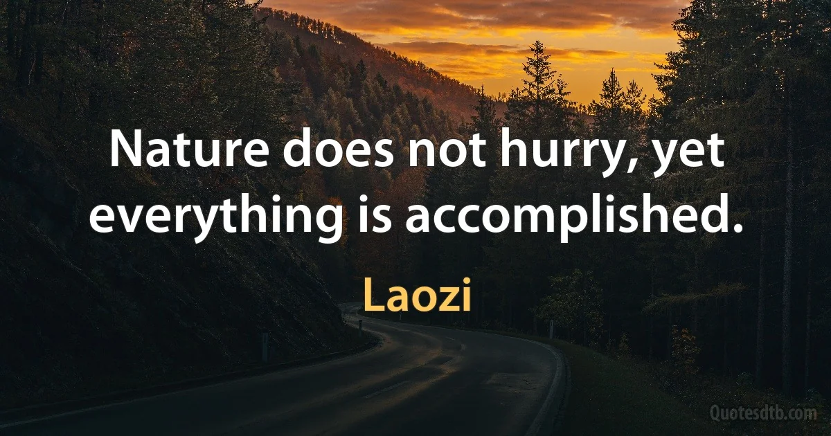 Nature does not hurry, yet everything is accomplished. (Laozi)