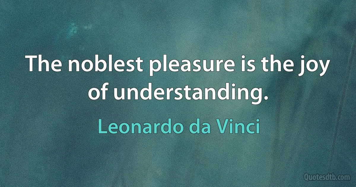 The noblest pleasure is the joy of understanding. (Leonardo da Vinci)