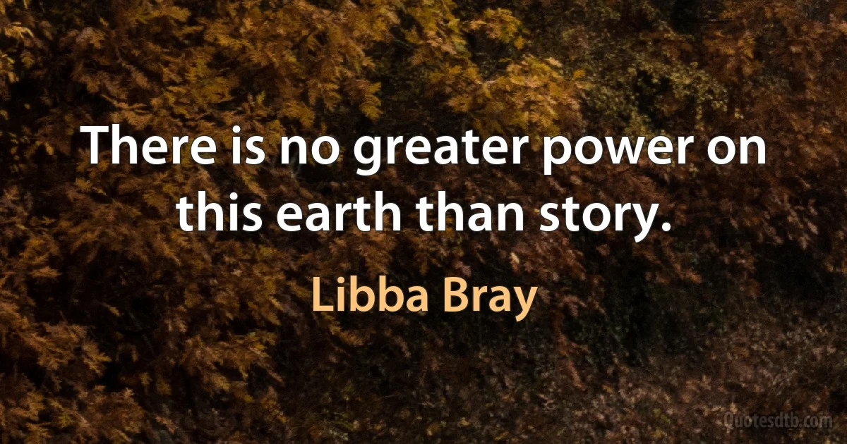 There is no greater power on this earth than story. (Libba Bray)