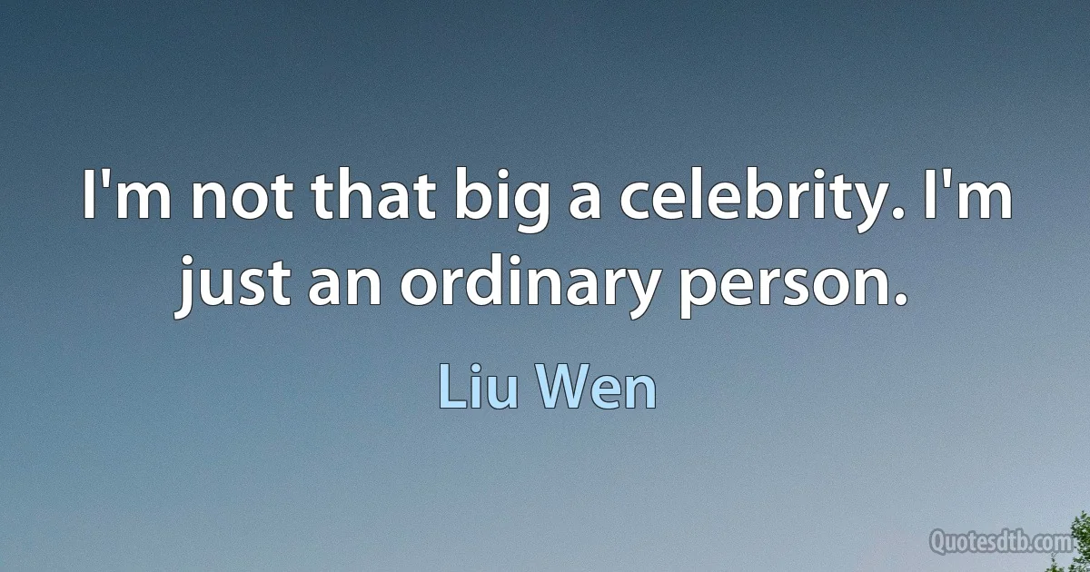 I'm not that big a celebrity. I'm just an ordinary person. (Liu Wen)