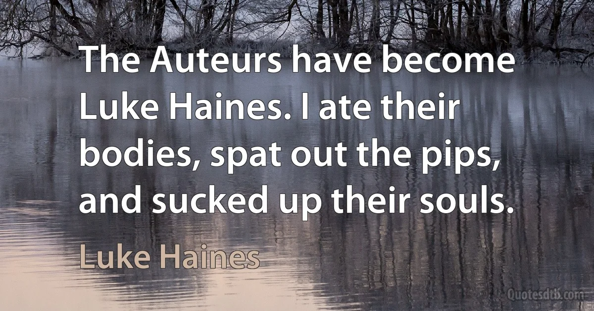 The Auteurs have become Luke Haines. I ate their bodies, spat out the pips, and sucked up their souls. (Luke Haines)