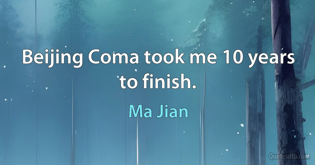 Beijing Coma took me 10 years to finish. (Ma Jian)