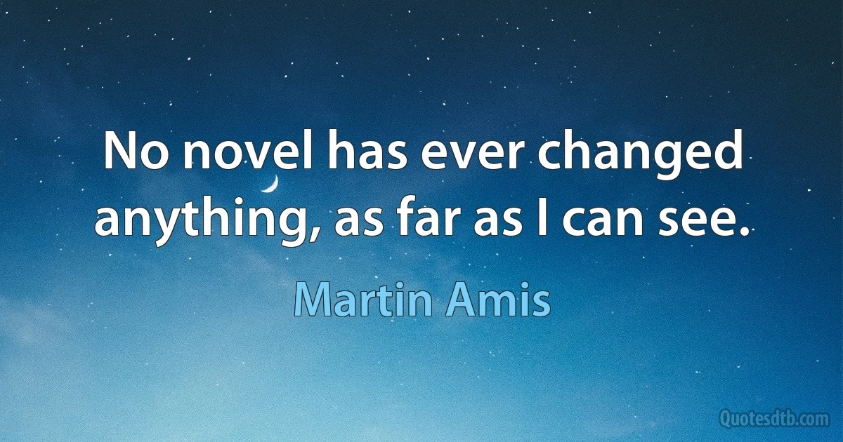 No novel has ever changed anything, as far as I can see. (Martin Amis)