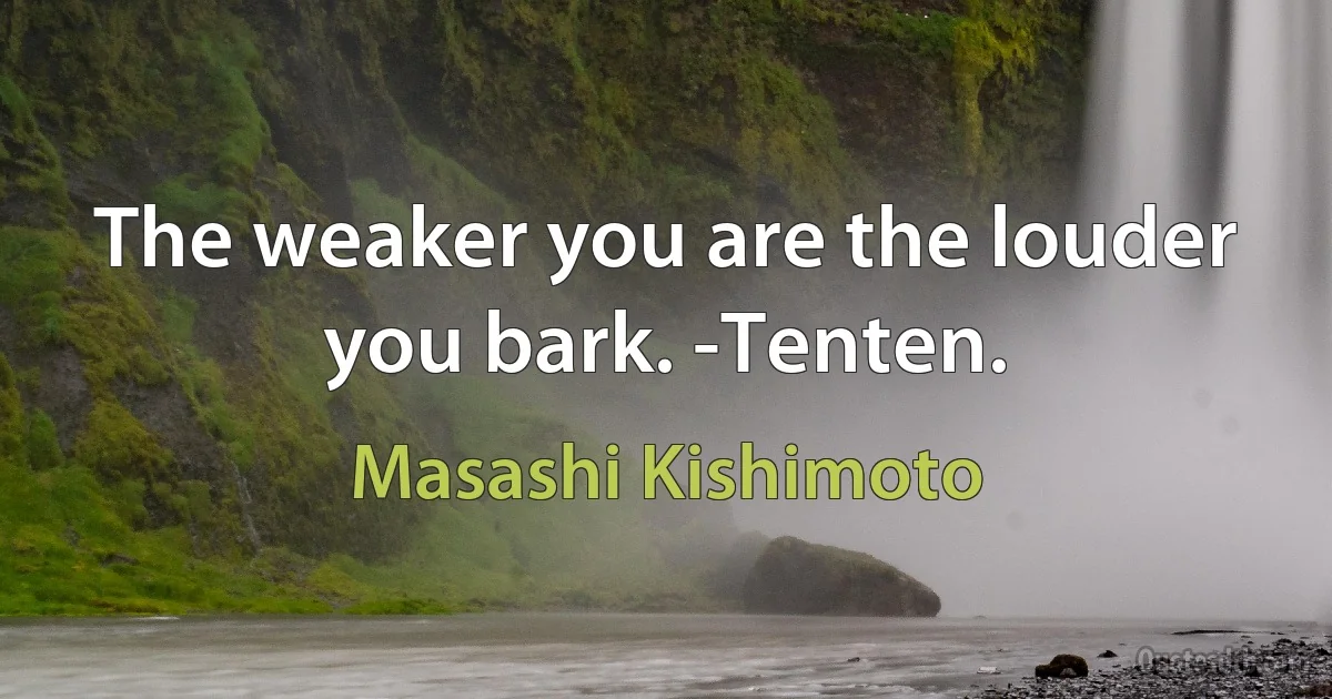 The weaker you are the louder you bark. -Tenten. (Masashi Kishimoto)