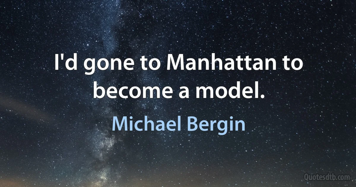 I'd gone to Manhattan to become a model. (Michael Bergin)