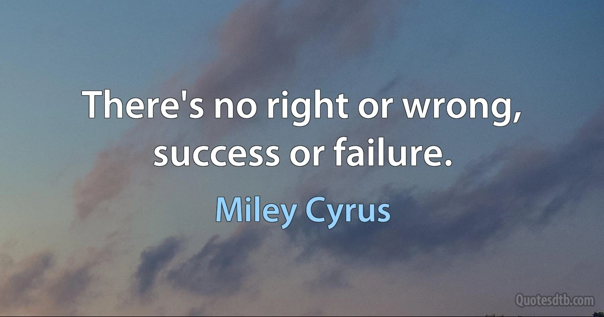 There's no right or wrong, success or failure. (Miley Cyrus)