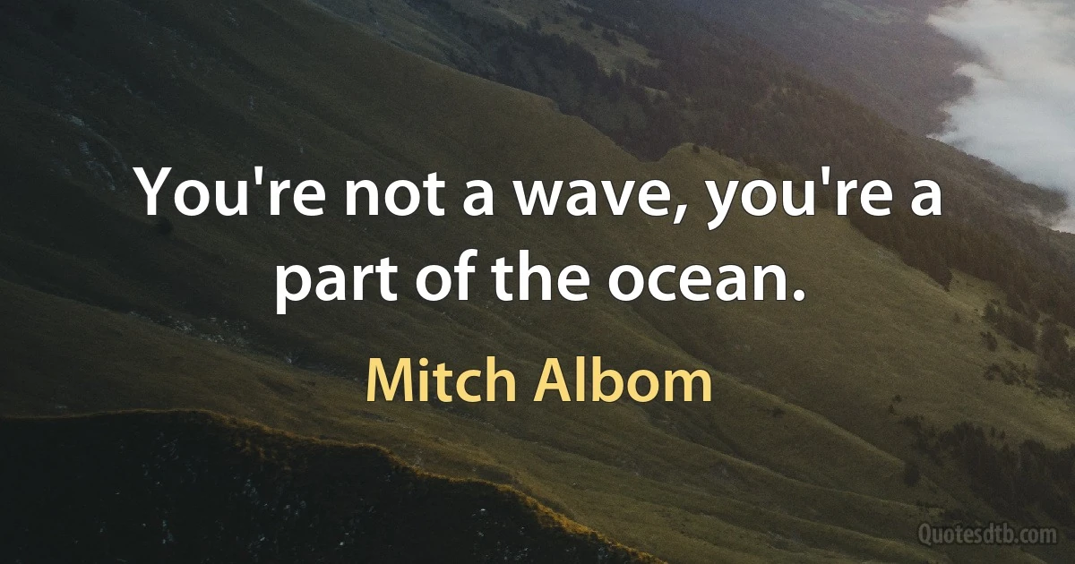 You're not a wave, you're a part of the ocean. (Mitch Albom)