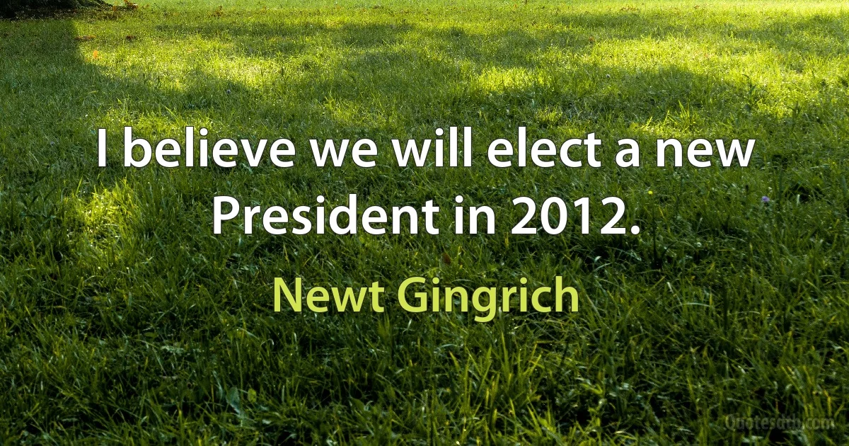 I believe we will elect a new President in 2012. (Newt Gingrich)