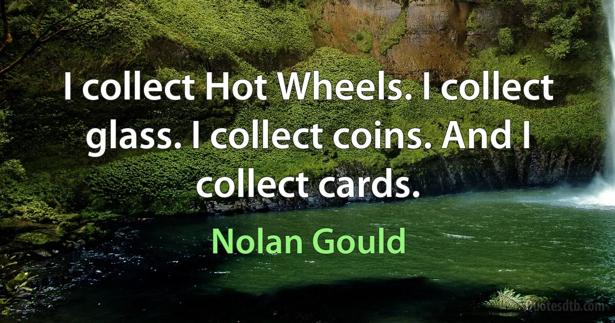 I collect Hot Wheels. I collect glass. I collect coins. And I collect cards. (Nolan Gould)