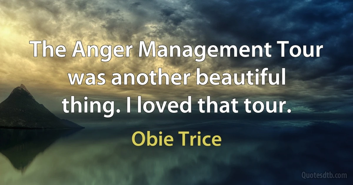 The Anger Management Tour was another beautiful thing. I loved that tour. (Obie Trice)