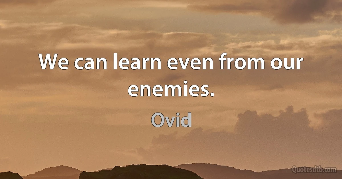 We can learn even from our enemies. (Ovid)