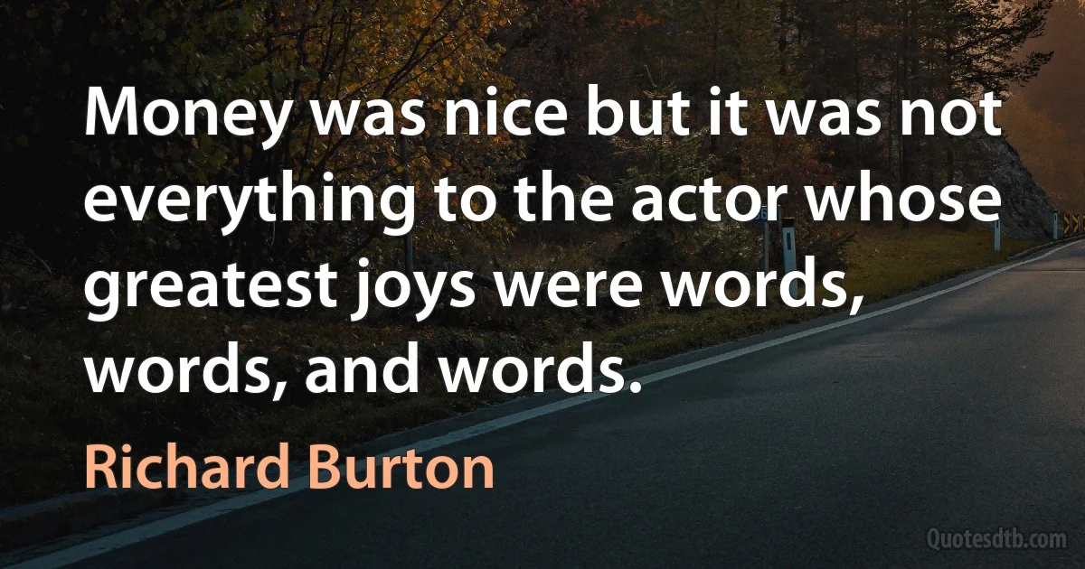 Money was nice but it was not everything to the actor whose greatest joys were words, words, and words. (Richard Burton)