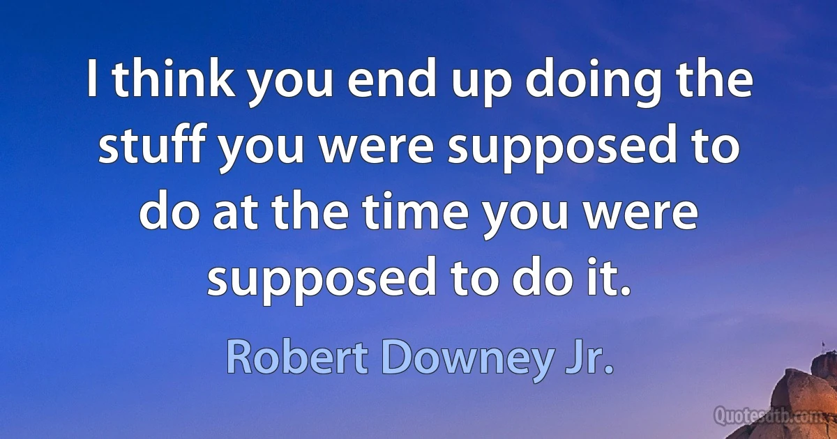 I think you end up doing the stuff you were supposed to do at the time you were supposed to do it. (Robert Downey Jr.)