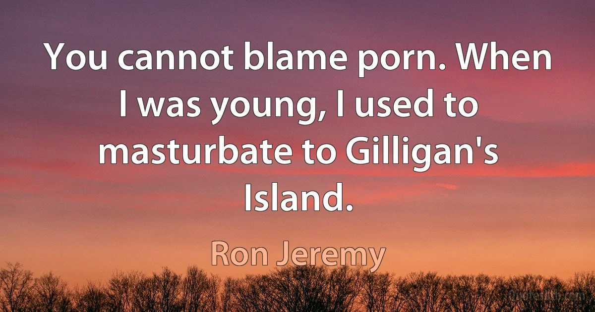 You cannot blame porn. When I was young, I used to masturbate to Gilligan's Island. (Ron Jeremy)