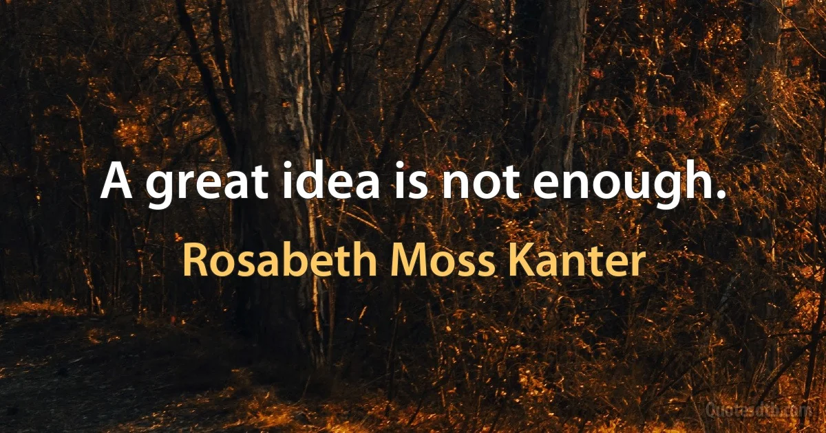 A great idea is not enough. (Rosabeth Moss Kanter)