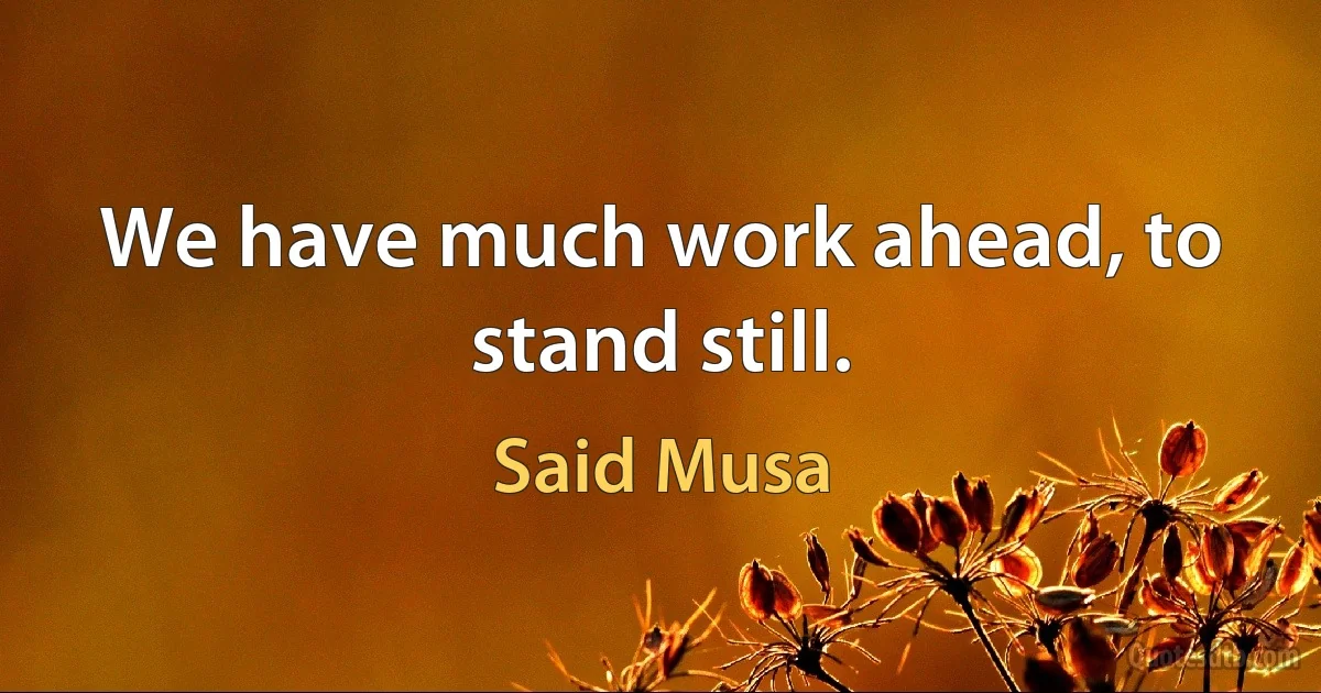 We have much work ahead, to stand still. (Said Musa)