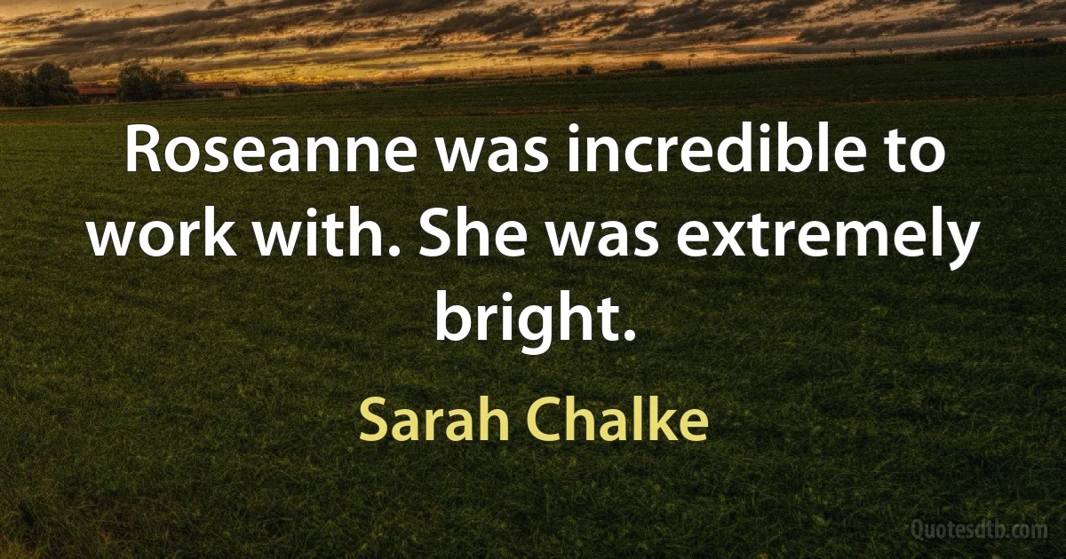 Roseanne was incredible to work with. She was extremely bright. (Sarah Chalke)