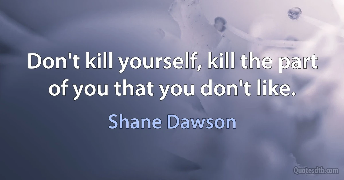 Don't kill yourself, kill the part of you that you don't like. (Shane Dawson)