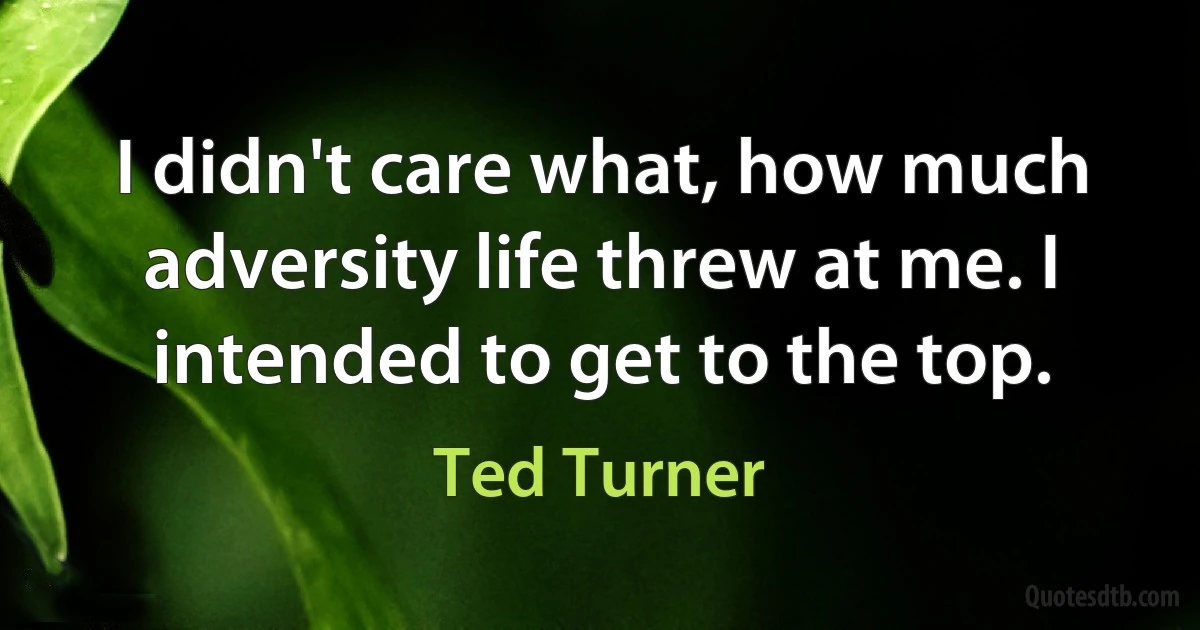 I didn't care what, how much adversity life threw at me. I intended to get to the top. (Ted Turner)