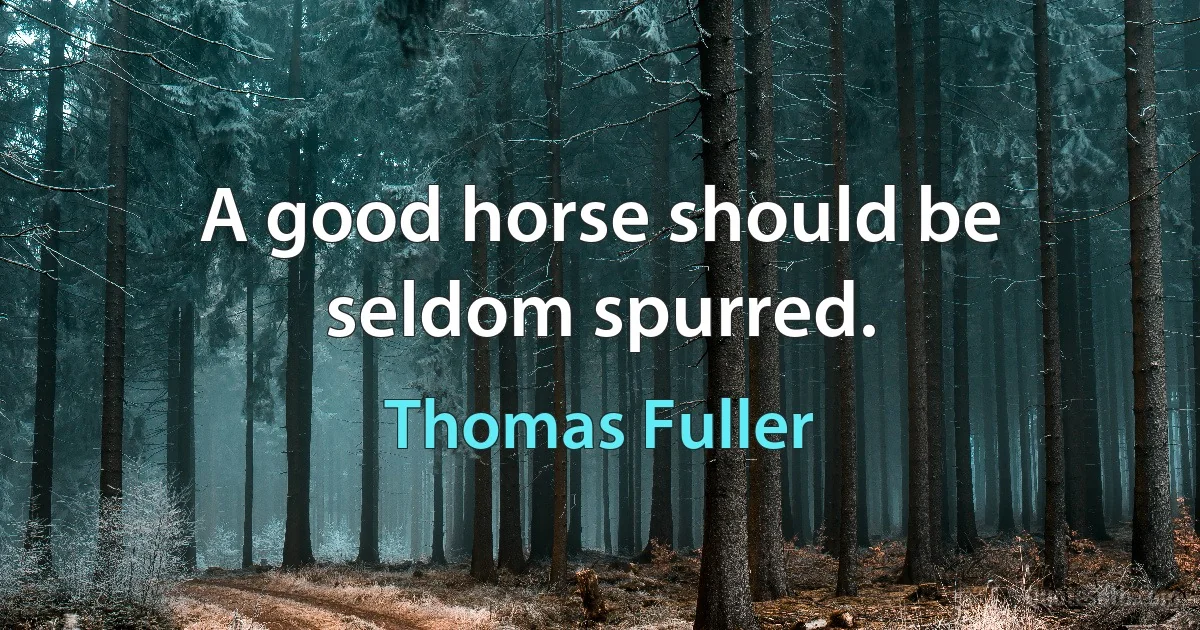 A good horse should be seldom spurred. (Thomas Fuller)