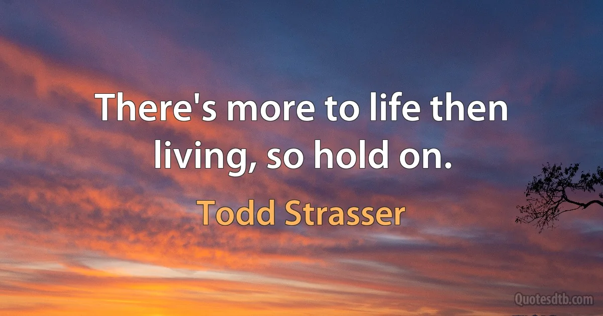 There's more to life then living, so hold on. (Todd Strasser)