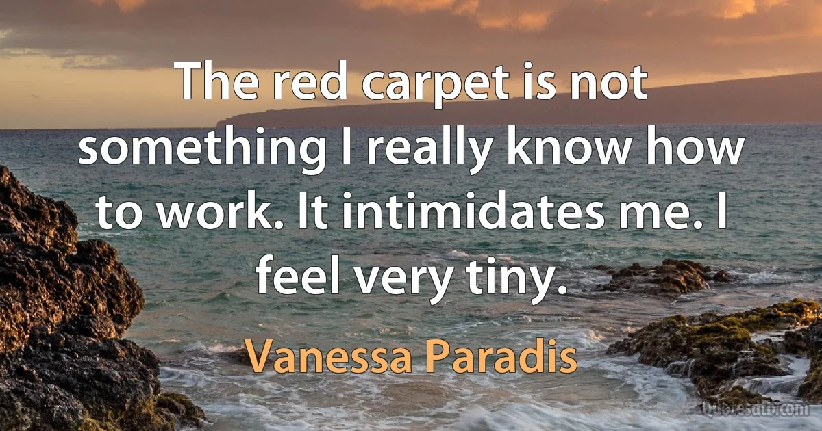 The red carpet is not something I really know how to work. It intimidates me. I feel very tiny. (Vanessa Paradis)