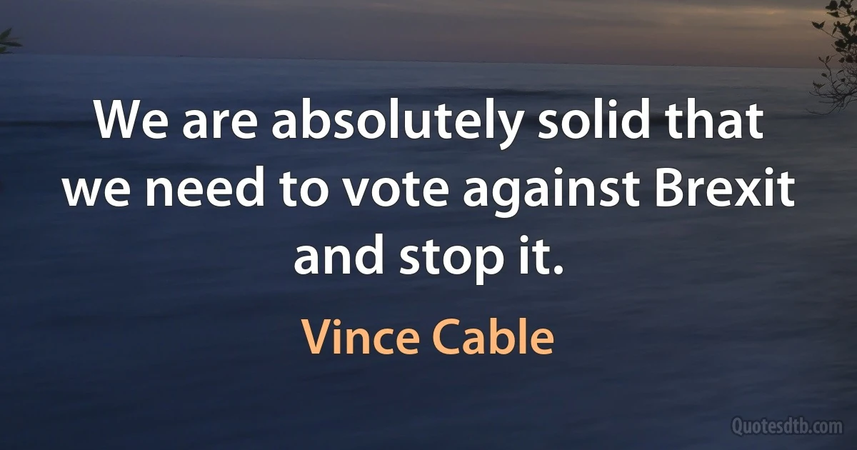 We are absolutely solid that we need to vote against Brexit and stop it. (Vince Cable)