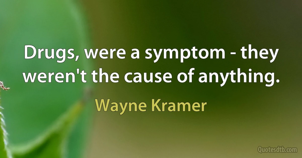 Drugs, were a symptom - they weren't the cause of anything. (Wayne Kramer)