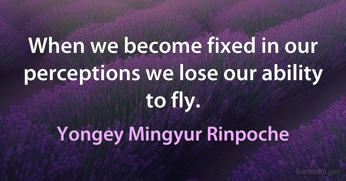 When we become fixed in our perceptions we lose our ability to fly. (Yongey Mingyur Rinpoche)